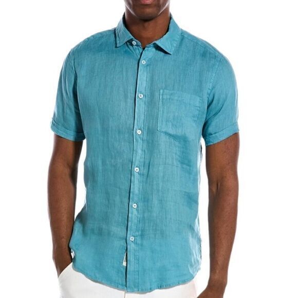 Heritage‎ by Report shirt Sz M red 100% linen academia resort breathable NWT - Picture 8 of 9